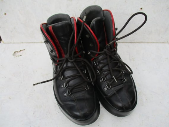 PRADA BOOTS red logo black chunky winter ankle boo