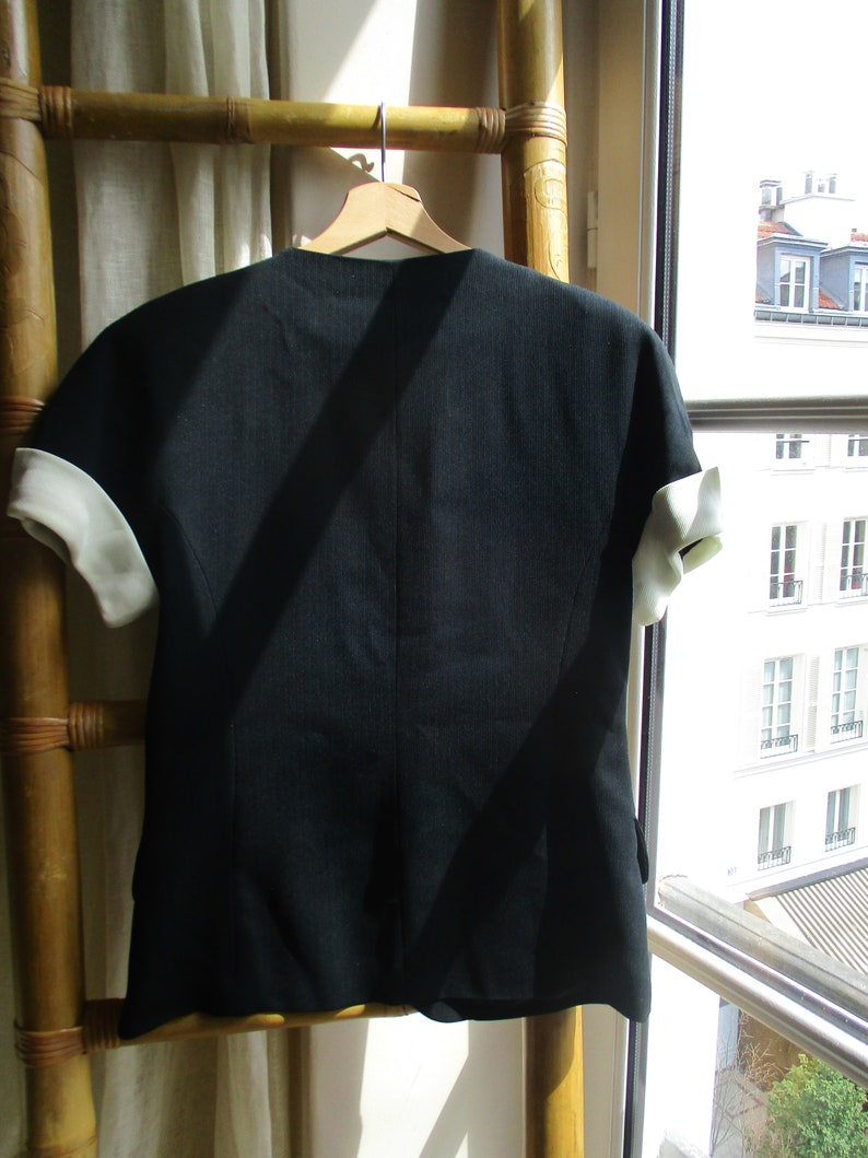 GERARD DAREL JACKET French designer vintage jacket black with white sleeves and golden buttons
