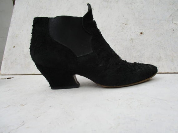 ACNE BOOTS ALMA black distressed suede boots ankl