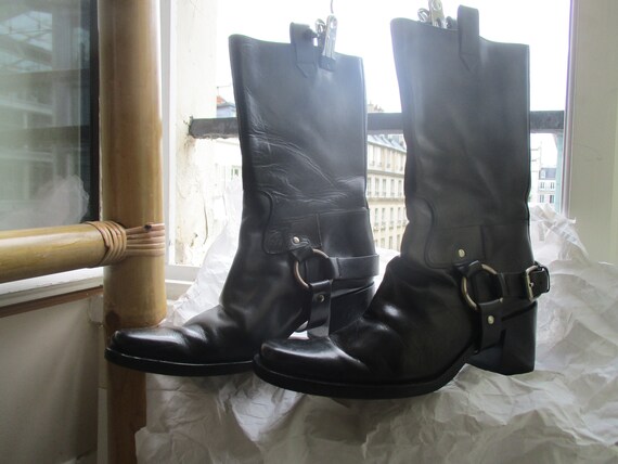 MIU MIU BOOTS moto ultimate biker boots black chun
