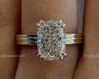 2.50カラット クッションカット モアッサナイトリング 婚約指輪 モアッサナイトリング ソリティア クッションカット ダイヤモンドリング 記念日ギフト 14Kイエローゴールド レディースリング