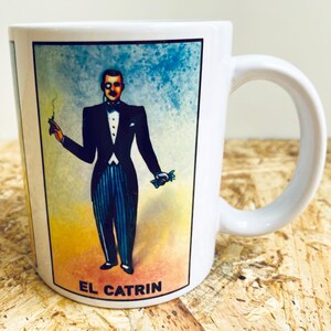 Kubek El Catrin, kubek do kawy meksykańskiej loterii el catrin, kubek do gry meksykańskiej loterii, kubek do gry meksykańskiej loterii