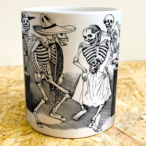 Dancing  Skeletons mug, Catrinas Bailando Mug, Dancing Catrinas coffee mug, Mexican Skulls Calaveras mug, Day of the dead mug