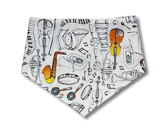 Bandana reversible para mascotas, bandana para perros, bandana para mascotas, bandana para gatos, bandana de música jazz, instrumentos musicales