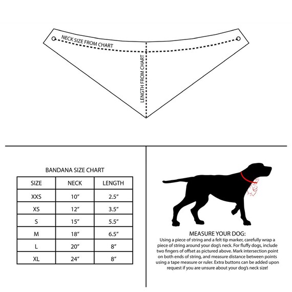 Dog Bandana Size Chart