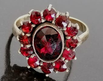 アンティーク ボヘミアン ガーネット 900 シルバー リング