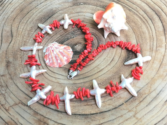 Rare Vintage Pearl and Mediterranean Coral Neckla… - image 3