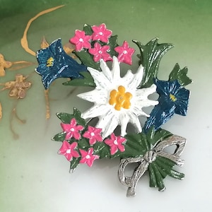 Antique Austrian Edelweiss Brooch from 1960&#39;s.