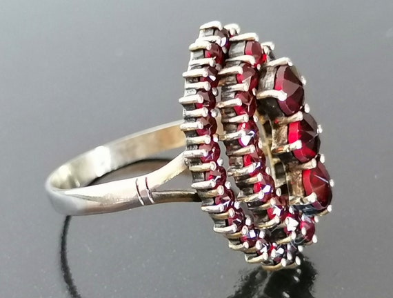 Antique Bohemian Garnets Silver Ring. Victorian S… - image 6