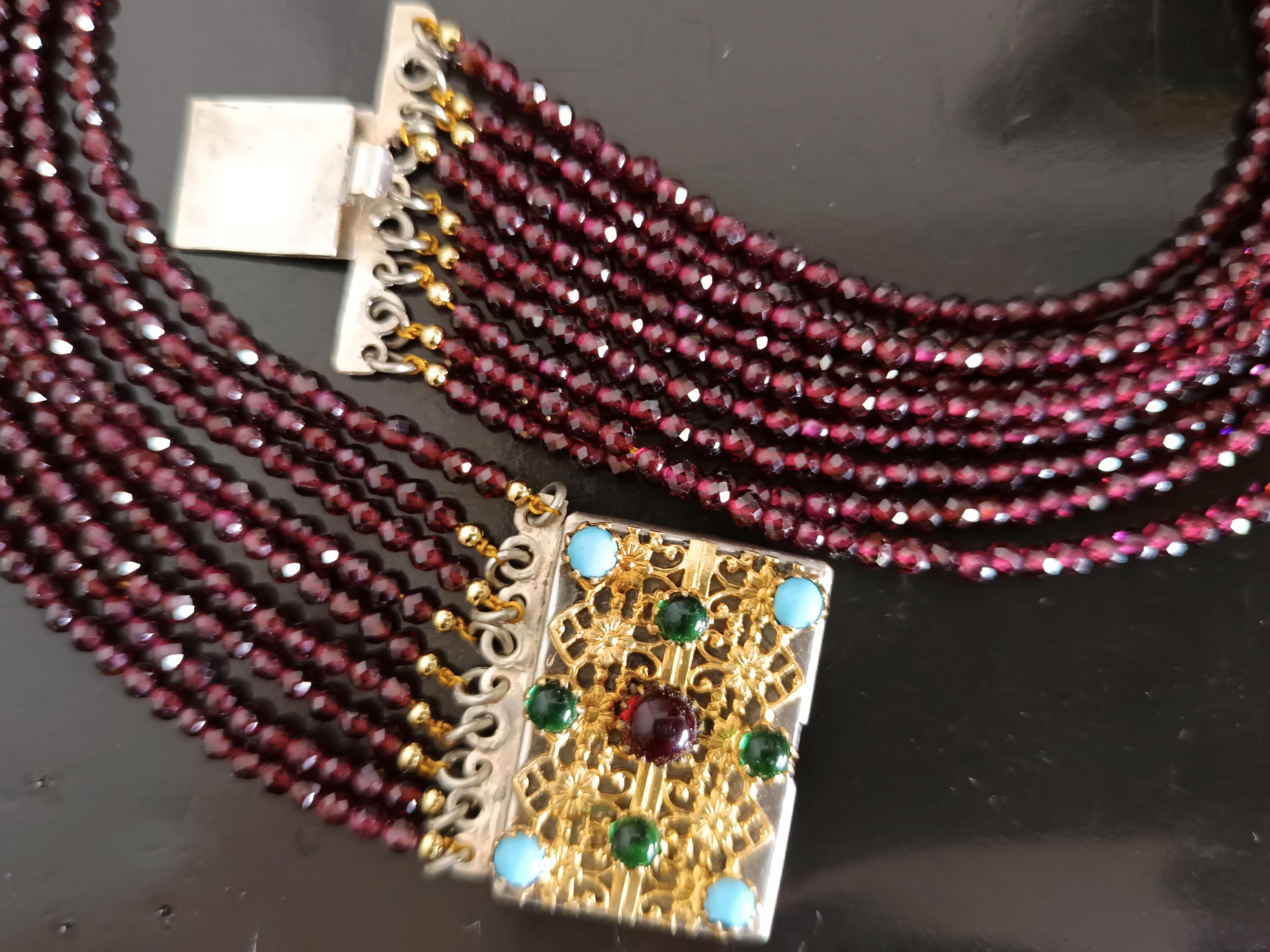 Victorian Thread Rare Antique/vintage Victorian Style Multi Threads Garnet Necklace ...