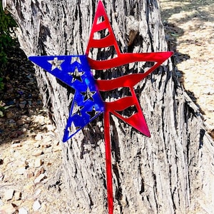 Estaca de jardín con bandera de estrella