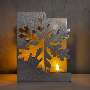 Silver Snowflake Tea Light Holder