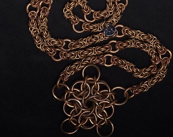 Star - Spaced Byzantine Chain Necklace - Bronze