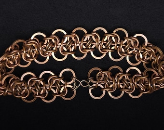 Slanted Byzantine - Chainmail Bracelet - Copper/Bronze