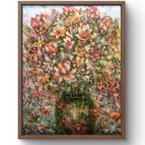 花の静物オリジナル油絵花束の花のアートバラの花の絵画花瓶のヴィンテージ窓の花キッチンの装飾の花 - Etsy 日本