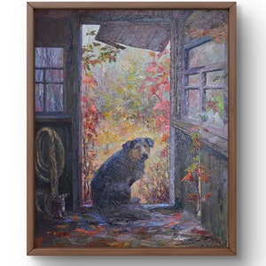 Soulful Dog Portrait Oil Painting - Original Wall Art, Handmade and Unframed