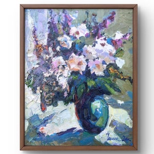 Oil painting still life original, painting on canvas, flowers still life, handmade art, interior, unframed, bouquet still life, wall art