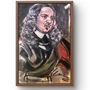 Retrato de pintura a óleo original, pintura a óleo sobre papelão, figura histórica em pose dramática retrato, arte feita à mão, sem moldura, retrato