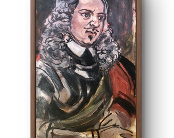 Ölgemälde Porträt original, Ölgemälde auf Karton, historische Figur in dramatischer Pose Porträt, handgemachte Kunst, ungerahmt, Porträt