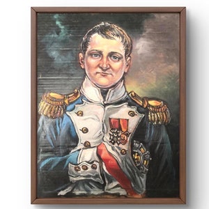 Retrato pintado al óleo original, pintura sobre cartón, retrato de soldado, arte hecho a mano, naturaleza, sin marco, retrato de hombre, arte de pared, decoración de pared
