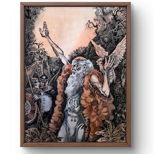 Grafica originale di pittura a penna, pittura su carta, grafica di personaggi chiave, arte fatta a mano, natura, senza cornice, grafica, arte murale, decorazione murale