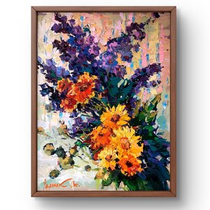 Oil painting still life original, painting on canvas, autumn  flowers handmade art,  nature unfremed autumn flowers ,still life, wall art