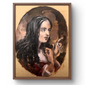 Retrato pintado al óleo original, pintura sobre cartón, retrato de niña, arte hecho a mano, retrato sin marco, pintura de niña, arte de pared, buen arte
