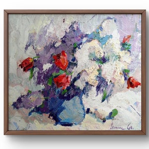 Oil painting still life original, painting on canvas, flowers still life, handmade art, interior, unframed, bouquet still life, wall art