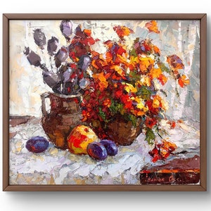 Oil painting still life original, painting on canvas, flowers still life, handmade art, interior, unframed, flowers still life, wall art