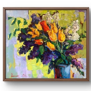 Oil painting still life original, painting on canvas, flowers still life, handmade art, interior, unframed, bouquet still life, wall art