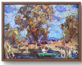 Oil painting landscape original, painting on canvas, autumn landscape, handmade art, nature, unframed, forest landscape, wall art