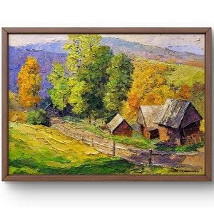 Oil painting landscape original, painting on canvas, mountains landscape, handmade art, nature, unframed, forest landscape, wall art