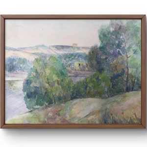 Dipinto ad acquerello paesaggio originale, dipinto su carta, paesaggio forestale, arte fatta a mano, natura, senza cornice, paesaggio fluviale, arte murale