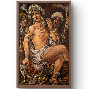 Oil painting mythology original, oil painting, mythological scene with a richly decorated figure, handmade art, unframed, wall art
