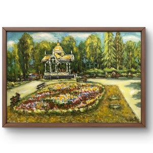 Oil painting landscape original oil painting on canvas summer green forest landscape handmade art nature framed park brown wall art