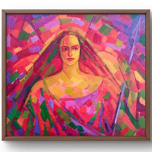 Oil painting abstract original, painting on canvas, woman abstract, handmade art, interior, unframed, girl abstract, wall art