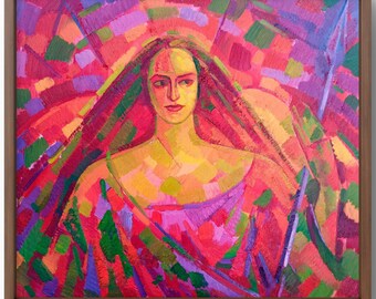 Oil painting abstract original, painting on canvas, woman abstract, handmade art, interior, unframed, girl abstract, wall art