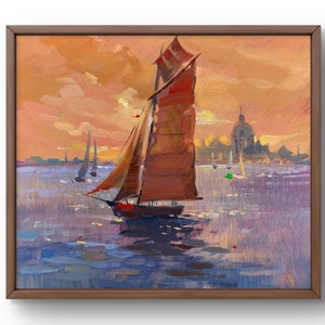 Pintura al óleo paisaje original, pintura sobre cartón, paisaje marino, arte hecho a mano, naturaleza, sin marco, escena romántica, arte de pared