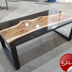 Ready-for-shipping Dining and End Tables Black epoxy resin river table Home & Living Furniture Living Room Furniture oak dining custom table