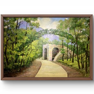 Pintura al óleo paisaje original, pintura sobre cartón, paisaje de verano, arte hecho a mano, naturaleza, sin marco, parque nacional, arte de pared