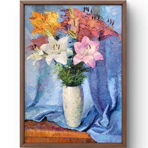 Oil painting still life original, painting on canvas, flowers still life, handmade art, interior, unframed, bouquet still life, wall art