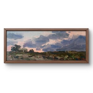 Pintura al óleo paisaje original, pintura sobre cartón, paisaje al atardecer, arte hecho a mano, naturaleza, sin marco, paisaje al atardecer, arte de pared
