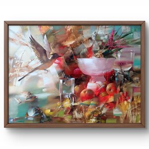 フルーツの静物画、キャンバスの静物油絵、壁アート装飾、モダン