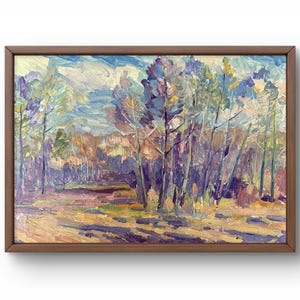 Pintura al óleo paisaje original, pintura sobre cartón, paisaje de verano, arte hecho a mano, naturaleza, sin marco, paisaje forestal, arte de pared