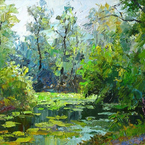 Oil painting On the outskirts of ...  /  Serdyuk Boris Petrovich oil painting forest landscape art work  landscape painting nSerb13