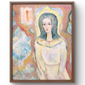 Pintura al óleo abstracta original, pintura al óleo sobre cartón, figura femenina de manera abstracta, colores pastel, arte hecho a mano, sin marco, arte de pared