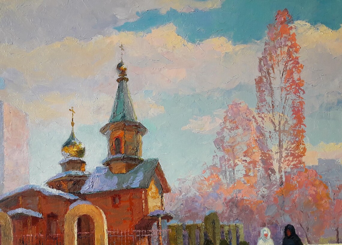 Oil Painting Landscape Original, Oil Painting on Canvas, Winter Scene