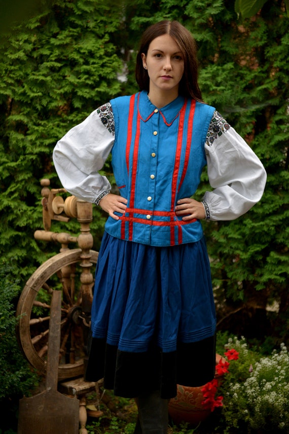 Blue/red Ukrainian Vintage Korset Antique Ukrainia