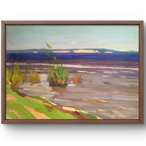 Dipinto a guazzo paesaggio originale, dipinto su carta, paesaggio fluviale, arte fatta a mano, natura, senza cornice, paesaggio montano, arte murale