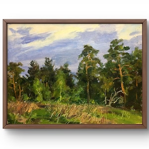 Oil painting landscape original, painting on canvas, summer landscape, handmade art, nature, unframed, forest landscape, wall art